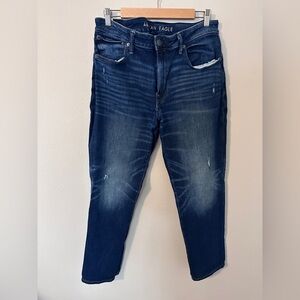 American Eagle Outfitters Men's Dark Blue Skinny Jeans distressed size 36 x 30
